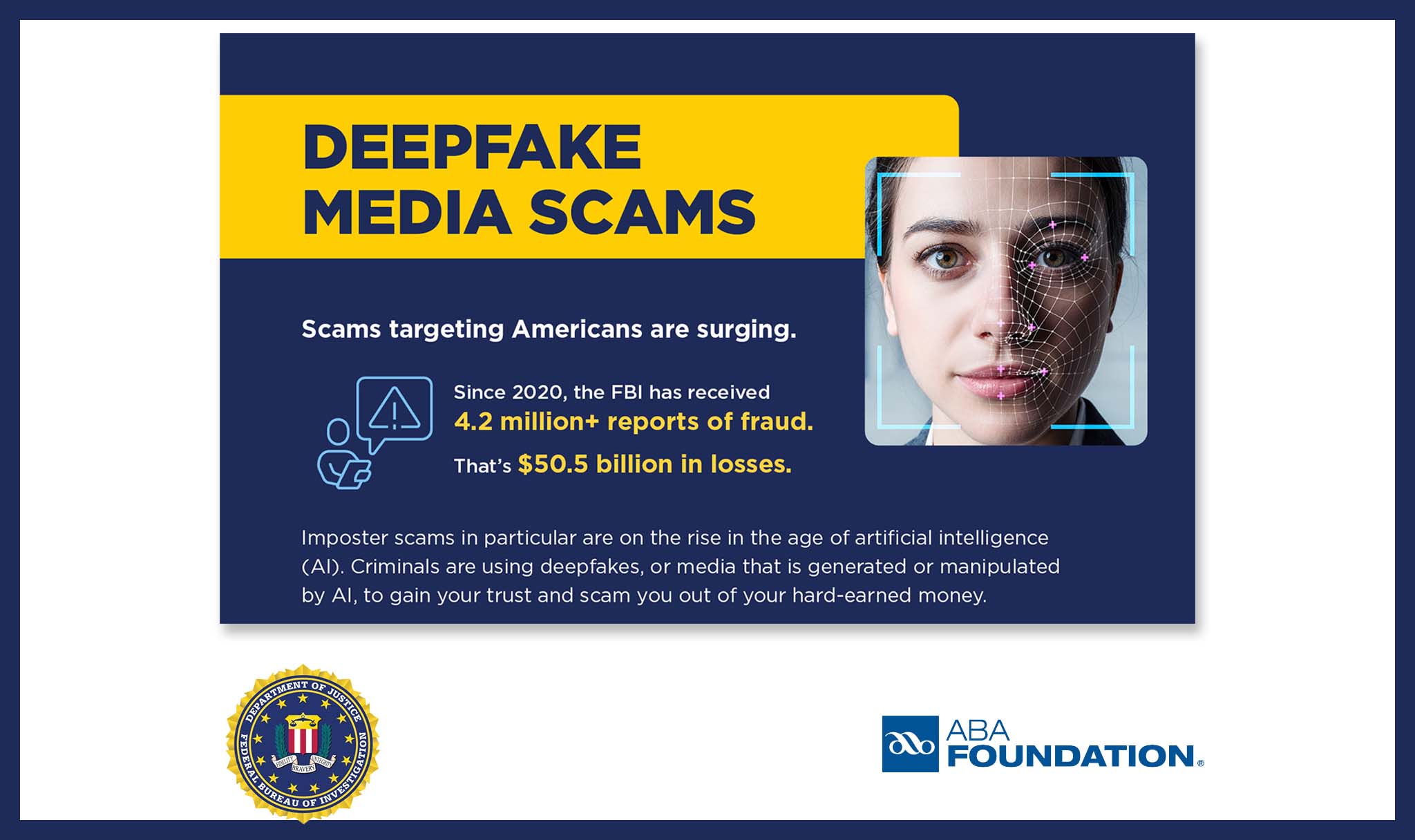 Deepfake Media Scams infographic by ABA